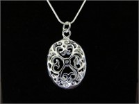 23" OVAL FILIGREE PENDANT STAMPED 925 NECKLACE