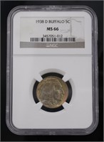 1938-D MS66 GEM Buffalo Nickel