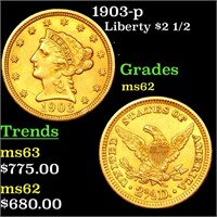 1903-p Liberty $2 1/2 Grades Select Unc