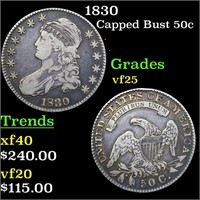 1830 Capped Bust 50c Grades vf+