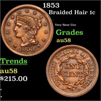 1853 Braided Hair 1c Grades Choice AU/BU Slider