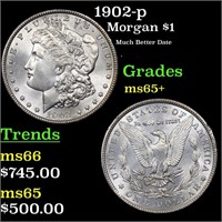 1902-p Morgan $1 Grades GEM+ Unc
