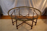 Brass Faux Wood Bamboo Coffee Table