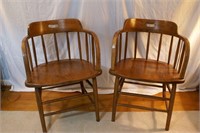 Set Two Vintage Windsor Tub Back Chairs