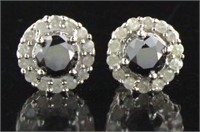 Natural 2.50 ct Black-White Diamond Stud Earrings