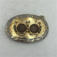 PLATED INDIAN HEAD PENNY BELT BUCKLE