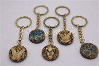 Key Chains 5pc lot 23K Pounded Gold