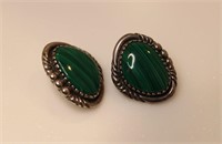 Sterling Silver & Malachite Earrings