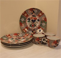 Vintage Arita Luncheon Plate & Tea Cups - Imari