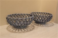 2 Blue William Sonoma Ceramic Baskets