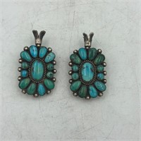 STERLING SILVER TURQUOISE CLIP ON EARRINGS