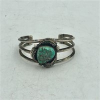 MARKED STERLING SILVER TURQUOISE CUFF