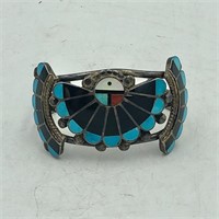 STERLING SILVER TURQUOISE INLAY CUFF