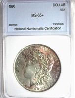 1890 MORGAN NNC MS-65+ LISTS FOR $3000