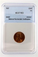 1937 Cent NNC MS-67 RED