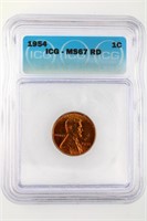 1954 Cent ICG MS-67 RED