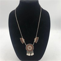 ZUNI STERLING SILVER CORAL NECKLACE