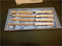 Rare Set of Eskimo Ivory Steak Knives Scrimshaw