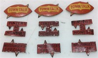 9 ANTIQUE TOBACCO TAGS, TOWN TALK, FINZERS OLD