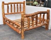 Custom Made Queen Size Knotty Pine Log Bed Frame