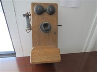 American antique oak wall mount telephone
