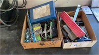 2 Misc Garage Boxes Clamps Level Squares O Ring