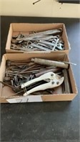 2 Flats Of Misc Wrenches Pliers Paddle Bits Etc