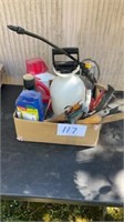 Box Of Misc Roundup Sprayer Garden And Hand-tools