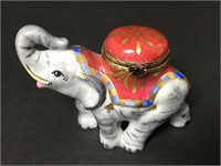 French Limoges Porcelain Ring Box Elephant