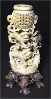 Vintage Chinese Carved Foo Dog Soapstone Sculpture