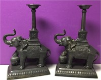 Vtg Bronze Maitland Smith Elephant Candle Sticks