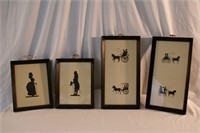 Vintage Grouping of 4 Silhouette prints