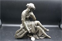 Antique Cast Spelter Classical Maiden and Lyre