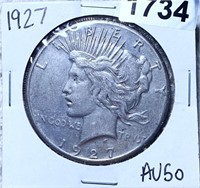 1927 Silver Peace Dollar ABOUT UNCIRCULATED