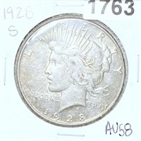 1928-S Silver Peace Dollar CHOICE AU