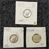 (3) Mercury Dimes