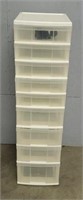 Tall White 9-Drawer Storage Container W/ Wheels