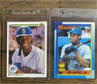 (2) 1990 UD/Topps Ken Griffey Jr Rookie Cards