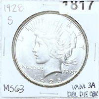 1928-S Silver Peace Dollar CHOICE BU VAM-3A
