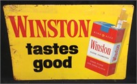 1950’S RJR WINSTON CIGARETTES TIN SIGN, GREEN