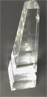 Crystal Glass Obelisk Chipped 10" Tall