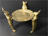 Vintage Solid Brass Butler Animals Trinket Tray 8"