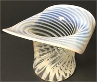 Vintag Fenton Opalescent Spiral Glass Top Hat Vase