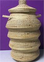 Vintage Woven Charleston Sweetgrass Lidded Basket