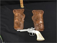 Vintage Toy Pistol Cap Gun in Holster & 1 holster