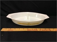 Pyrex GOLD WHEAT Divided Casserole Dish NO LID