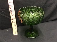 Green Pressed Glass Compote