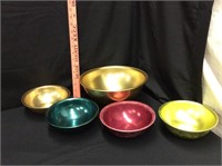 MCM Colored Aluminum Popcorn Bowl Set