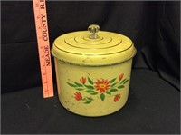 1940's Painted Tin Canister w Glass Knob on Lid