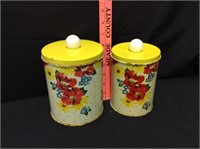 2 BOHO MCM Painted Tin Canisters